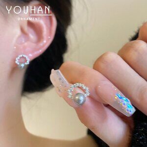 S925 Sterling Silver Pearl Korean & Japanese Chic design Eearrings